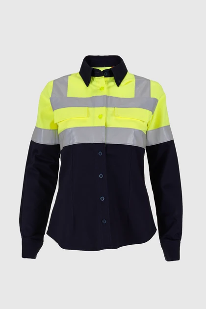 roughtek-camisa-natron-dama-amarillomarino-1 detalle 1
