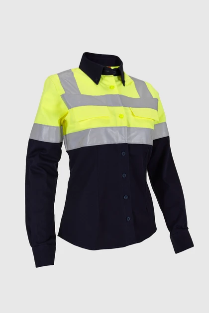 roughtek-camisa-natron-dama-amarillomarino-2 detalle 2