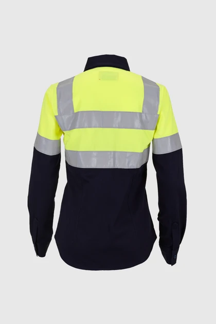 roughtek-camisa-natron-dama-amarillomarino-3 detalle 3