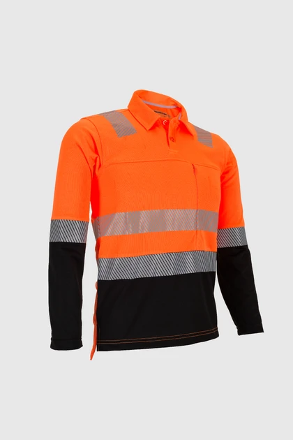 roughtek-polo-nova200-caballero-naranjamarino-2 detalle 2
