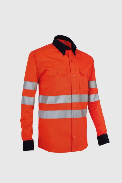 roughtek-camisa-ultron100-caballero-naranja-2 detalle 2